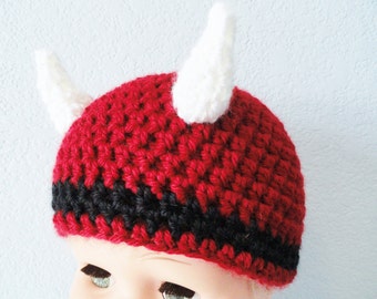 Little Red Bull Chicago Bulls Inspired Baby Beanie with Horns By Distinctly Daisy