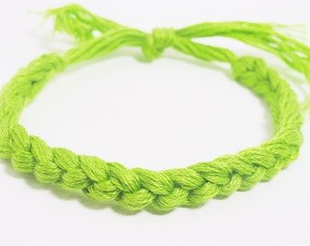 10 Lime Green Bracelets Crocheted Lymphoma Cancer Awareness Color Bracelet  - Qty 10 Custom colors - School team colors