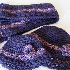 Grape Royal Harvest Purple Crocheted Baby Girl Beanie Hat 3D Variegated Flower image 5