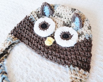 Chocolate Brown Owl Crocheted Beanie Hat Cotton with Tassels Boy Photo Prop By Distinctly Daisy on Etsy