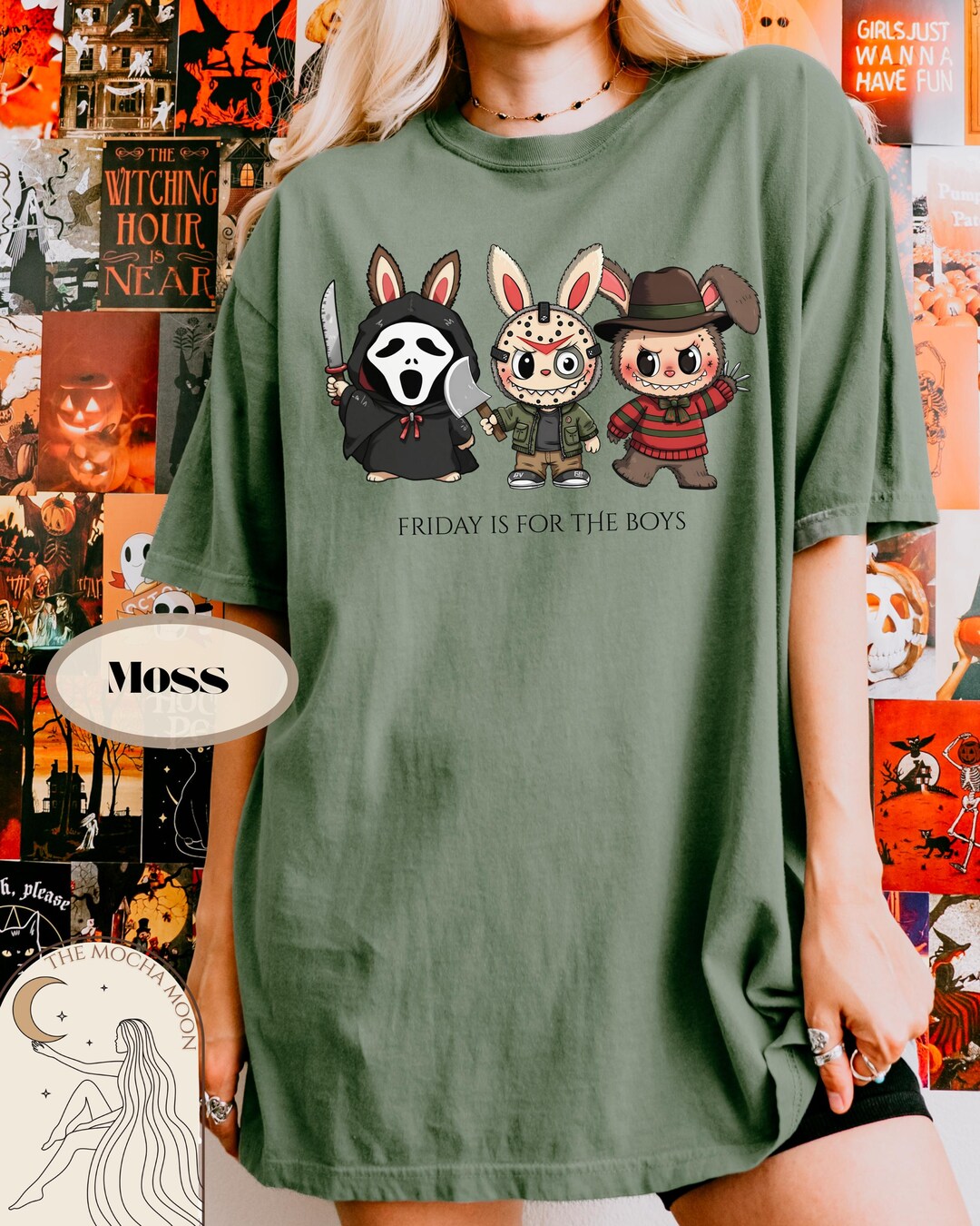 Labubu Jason, Freddy, Scream Friday is for the Boys Design Oversized ...