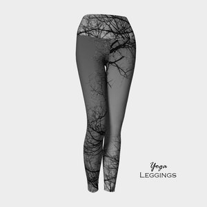 Baum Leggings-Damen Leggings-Baum Zweig Äste Grau Schwarze Leggings-Winterbaum xs, s, m, l, xl Halloween Leggings Bild 1