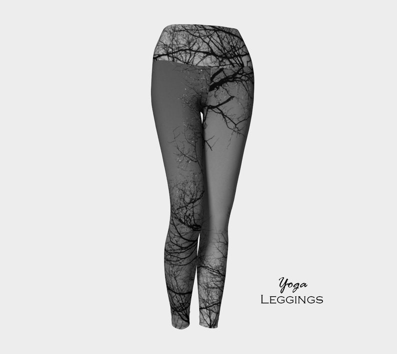 Tree Leggings-Women's Leggings-Tree Branch Branches Gray Black Leggings-Winter Tree xs, s, m, l, xl Halloween Leggings image 1