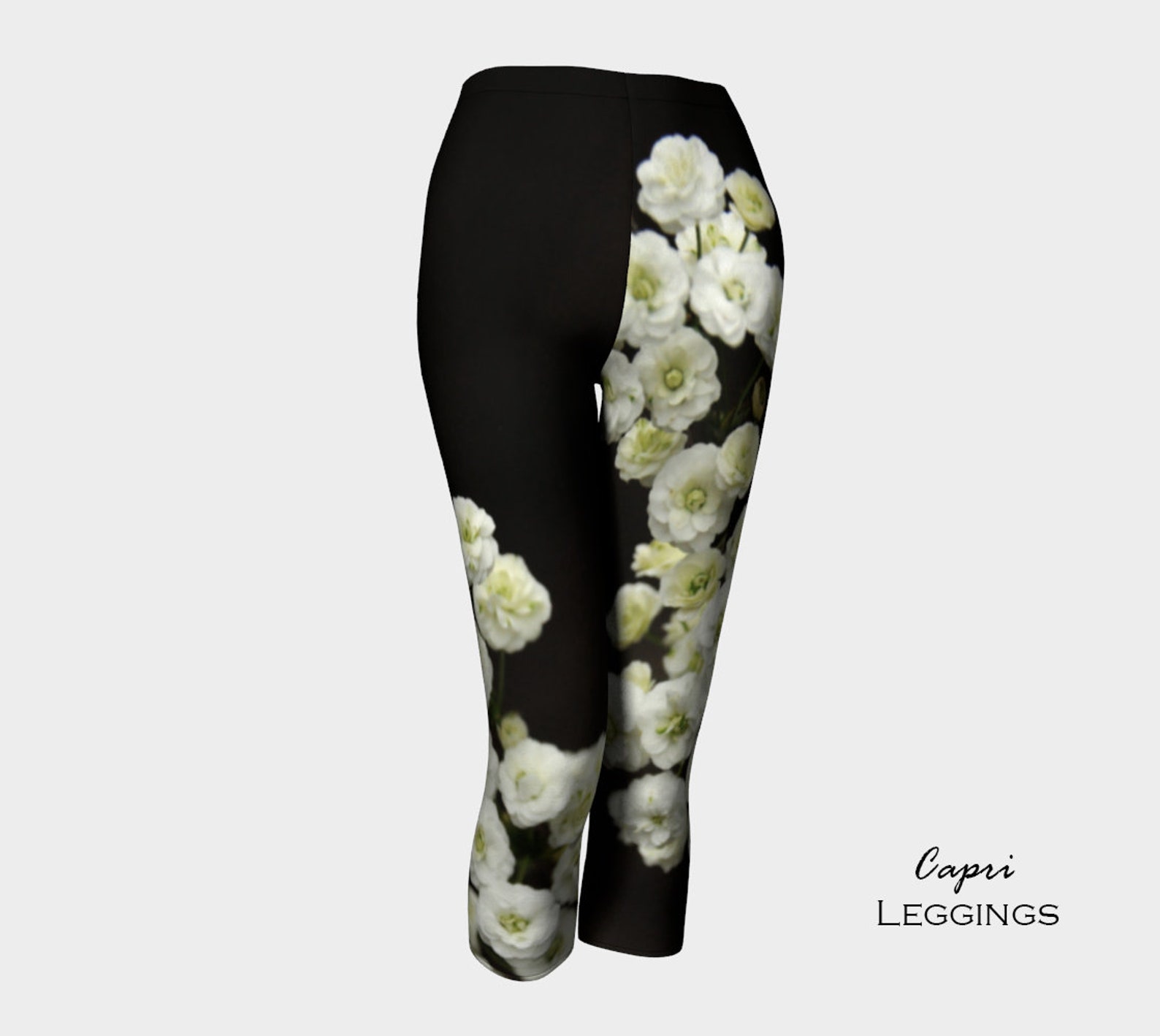 White Flower LeggingsWomen's Leggings Black and White Etsy