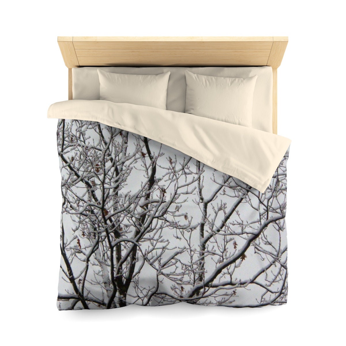 Duvet Cover Comforter Cover Winter Tree Branches White Black Etsy
