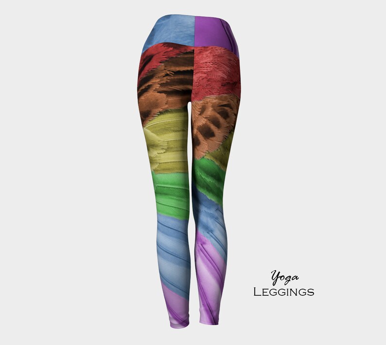 Rainbow Bird Feather Leggingswomen's Leggingsrainbow Etsy