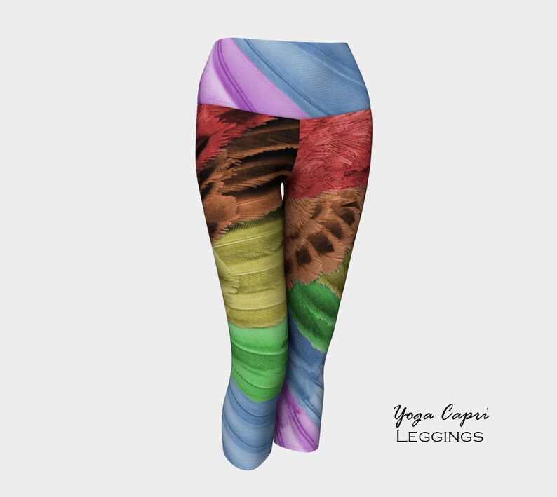 Rainbow Bird Feather Leggingswomen's Leggingsrainbow Etsy