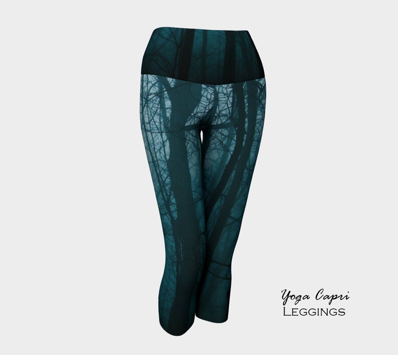 Tree Leggingswomen's Leggingsblue Foresttree Trunks Etsy
