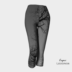 Tree Leggings-Women's Leggings-Tree Branch Branches Gray Black Leggings-Winter Tree xs, s, m, l, xl Halloween Leggings image 7