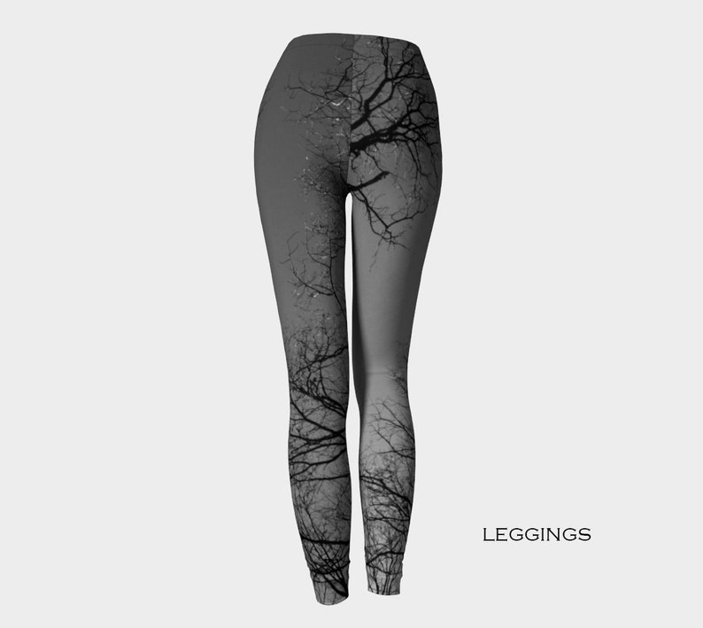 Tree Leggings-Women's Leggings-Tree Branch Branches Gray Black Leggings-Winter Tree xs, s, m, l, xl Halloween Leggings image 4