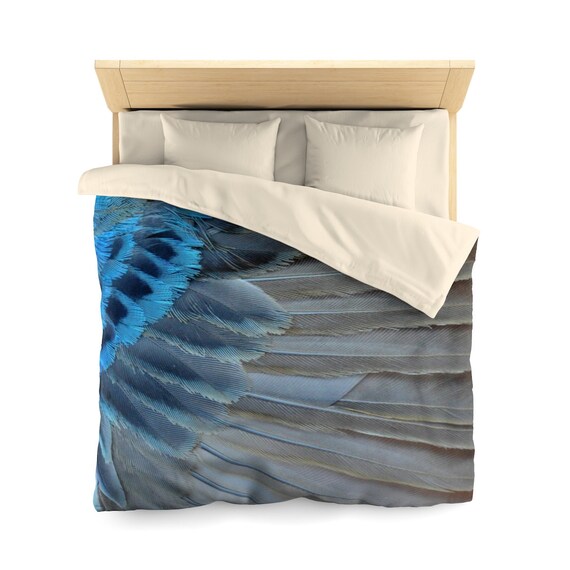 Duvet Cover Comforter Cover Bird Feather Wing Blue Gray Etsy