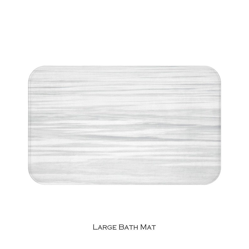 Bath Mat, White Gray Bath Mat, Minimalist Bathroom Decor, Memory Foam Fleece Top Bathroom Mat image 4