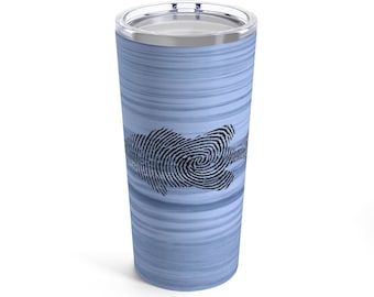 Fish Fingerprint Handwriting Tumbler, Personalized Fingerprint, Memorial Gift for Him, Travel Tumbler, Fingerprint Keepsake, Gift for Loss