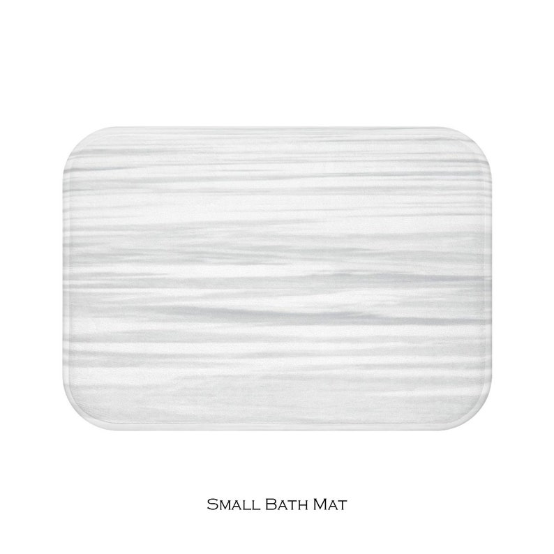 Bath Mat, White Gray Bath Mat, Minimalist Bathroom Decor, Memory Foam Fleece Top Bathroom Mat image 5