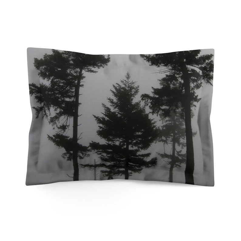 Tree Duvet Cover, Tree Bedding, Forest Bedroom Decor, Comforter Cover, Gray Black White, Nature Bedding Queen Twin Pillow Sham image 6