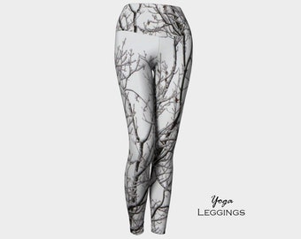 Leggings Tree Branch Branches White Black Twigs Snow xs, s, m, l, xl Capri Leggings Yoga Pants Activewear Halloween Leggings