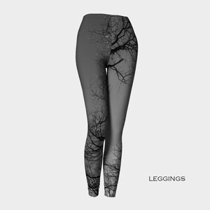 Baum Leggings-Damen Leggings-Baum Zweig Äste Grau Schwarze Leggings-Winterbaum xs, s, m, l, xl Halloween Leggings Bild 3