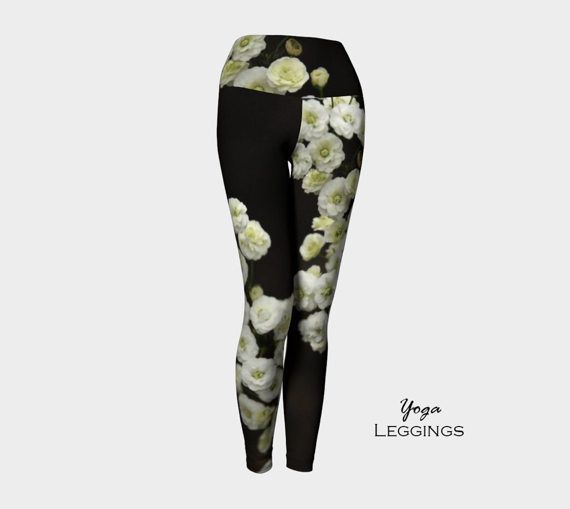 White Flower LeggingsWomen's Leggings Black and White Etsy