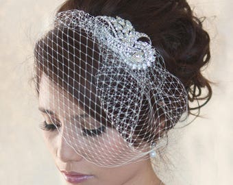 Wedding Birdcage Veil WITHOUT Crystal rhinestone brooch