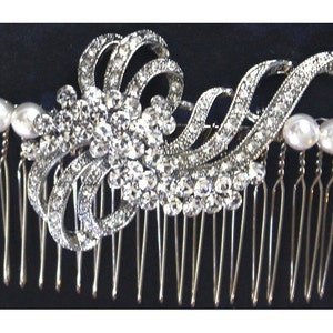 Rhinestone Swarovski Pearls Hair comb Wedding Bridal Headpiece Emma image 3