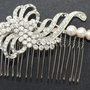 Rhinestone Swarovski Pearls Hair comb Wedding Bridal Headpiece Emma image 4