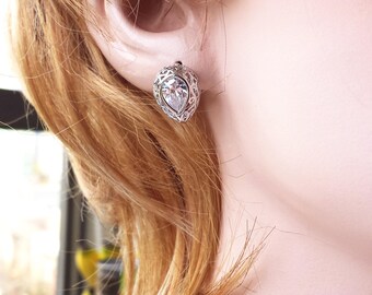 Crystal Tear Drop Earrings, Rhodium Plated silver earrings Black Friday Sale