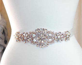 Crystal Sash Luxury rhinestone and pearls sash Bridal sash belt in gold, silver or rose gold - SS12 - made to order