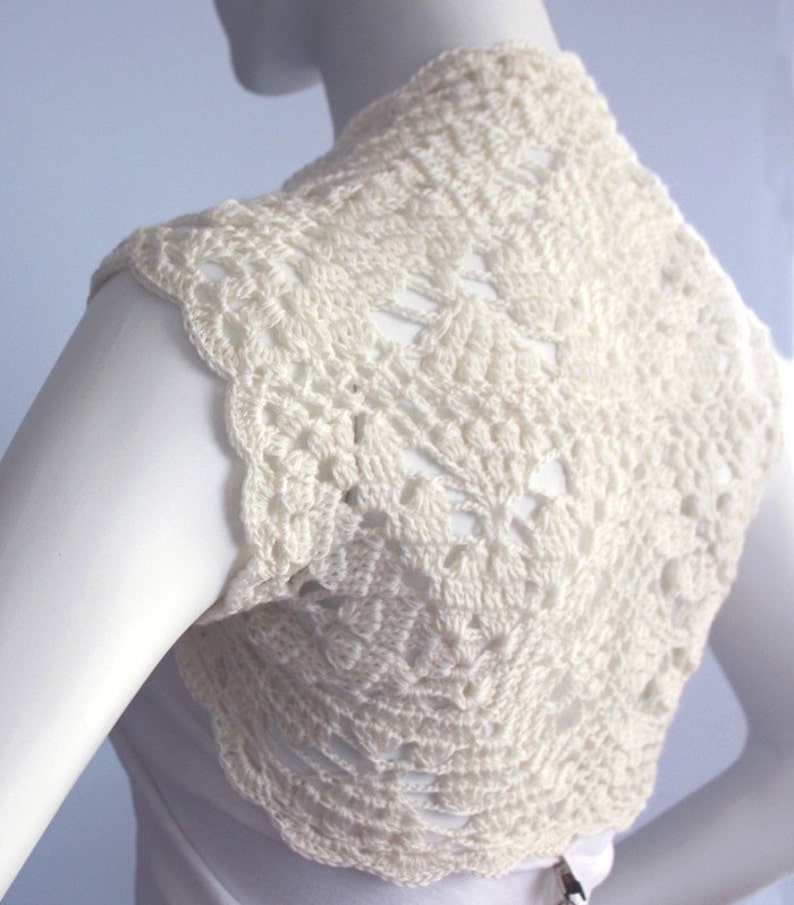Gorgeous Bridal Silk / Cashmere Shrug handknit /crochet wedding bolero Ivory Cream size M , featured On Offbeat Bride image 2