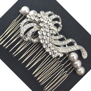 Rhinestone Swarovski Pearls Hair comb Wedding Bridal Headpiece Emma image 1