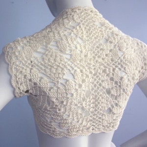 Gorgeous Bridal Silk / Cashmere Shrug handknit /crochet wedding bolero Ivory Cream size M , featured On Offbeat Bride image 4