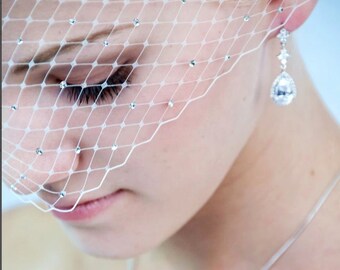 Bling-bling bridal Birdcage Veil With Swarovski Crystal Rhinestone Wedding Reception