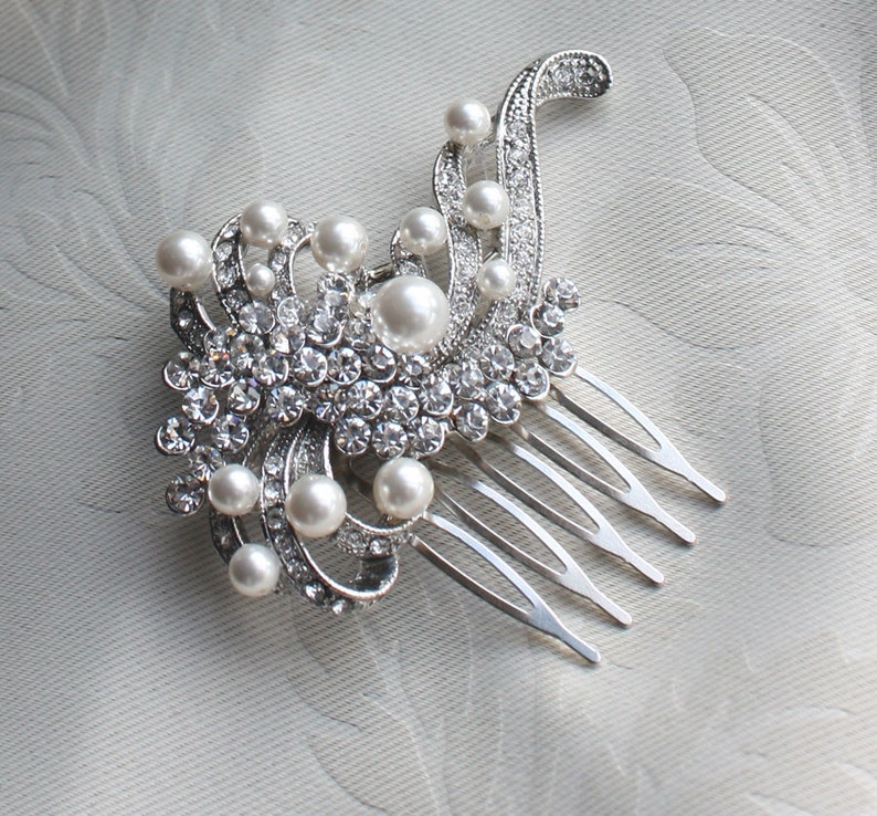 Bridal Crystal Pearls Hair Brooch for Wedding Vintage Etsy