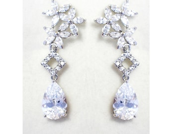 Bridal Earrings, Crystal Bridal Earrings, Floral bridal earrings, Bridesmaid jewelry -Natalie  Earrings Black Friday Sale