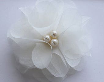 One Silk organza flower hair clip for wedding reception bridal party  wedding hair piece