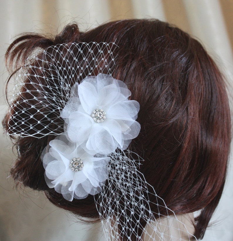 Silk organza flowers hair clip for wedding reception bridal Etsy