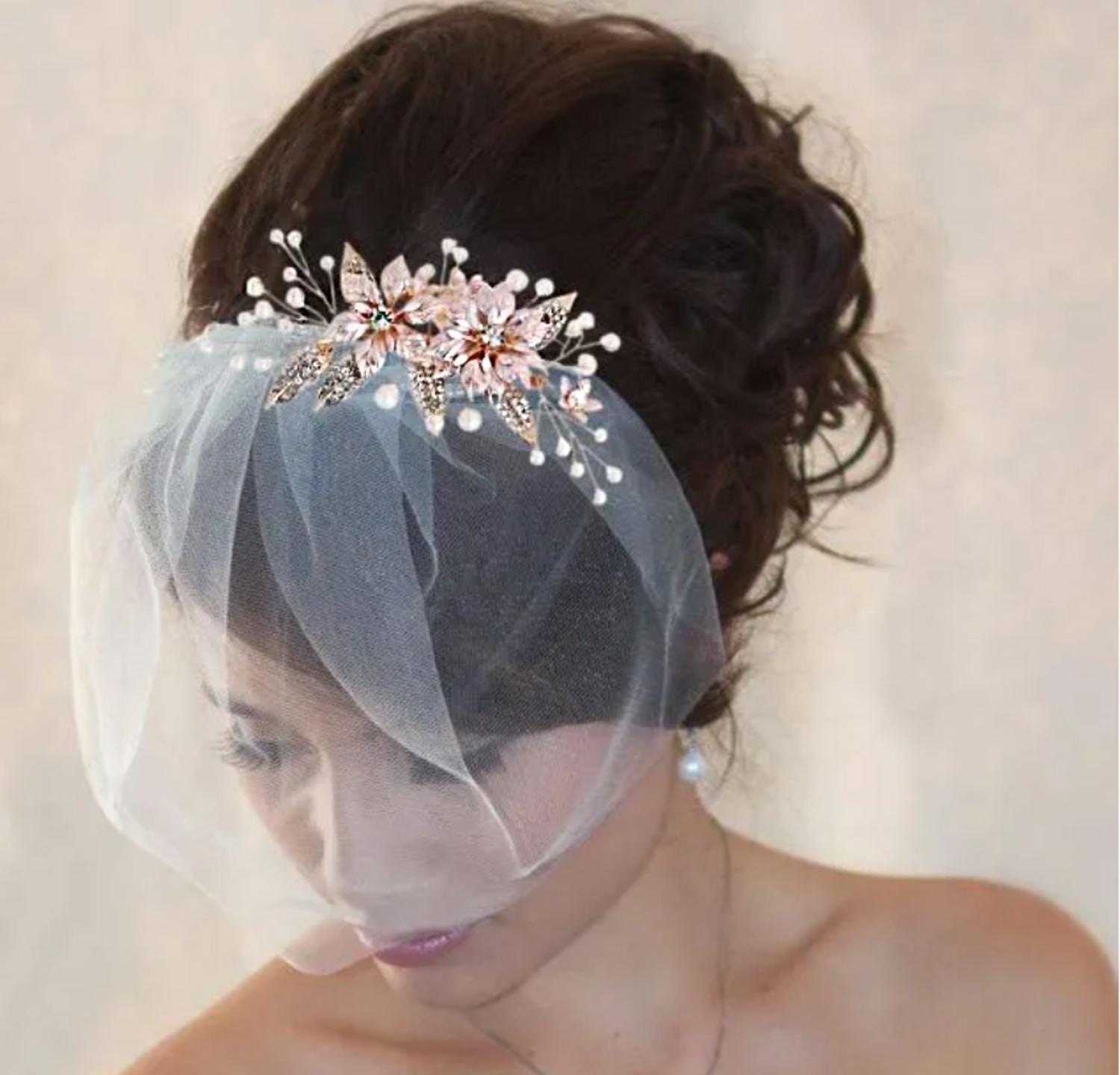 BHLDN Birdcage Veil Comb - Sheer Tulle (White) Beautiful new Silona birdcage veil for @bhldn . We handmade  main image 4
