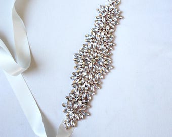 Rose Gold bridal Sash crystal Luxury rhinestone sash - SS11
