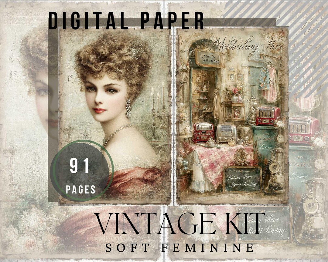 Victorian Lady Junk Journal Kit, Classic Portrait Printable, Vintage ...