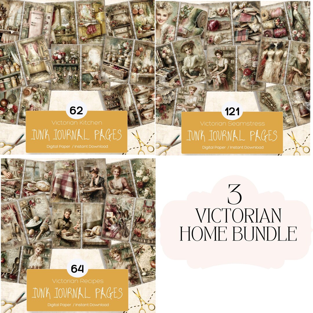 Victorian Home Bundle - Vintage Paper Printables, Junk Journal Digital ...