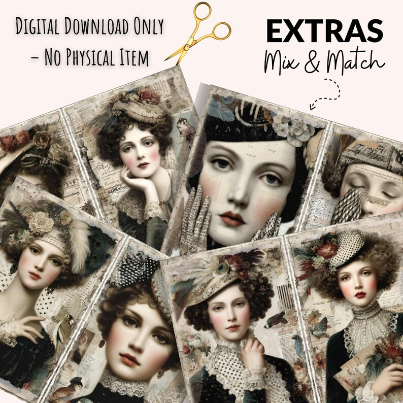 Elegant Victorian Lady Junk Journal Kit - Vintage Wallpaper, Background ...