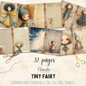 Tiny Fairy Junk Journal Kit: Vintage Ephemera, Printable Collage Pages (Digital Download)