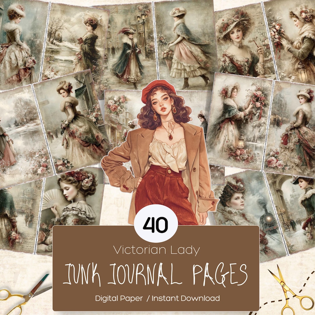 Victorian Lady of Elegance Junk Journal Kit | Vintage Printable Paper ...