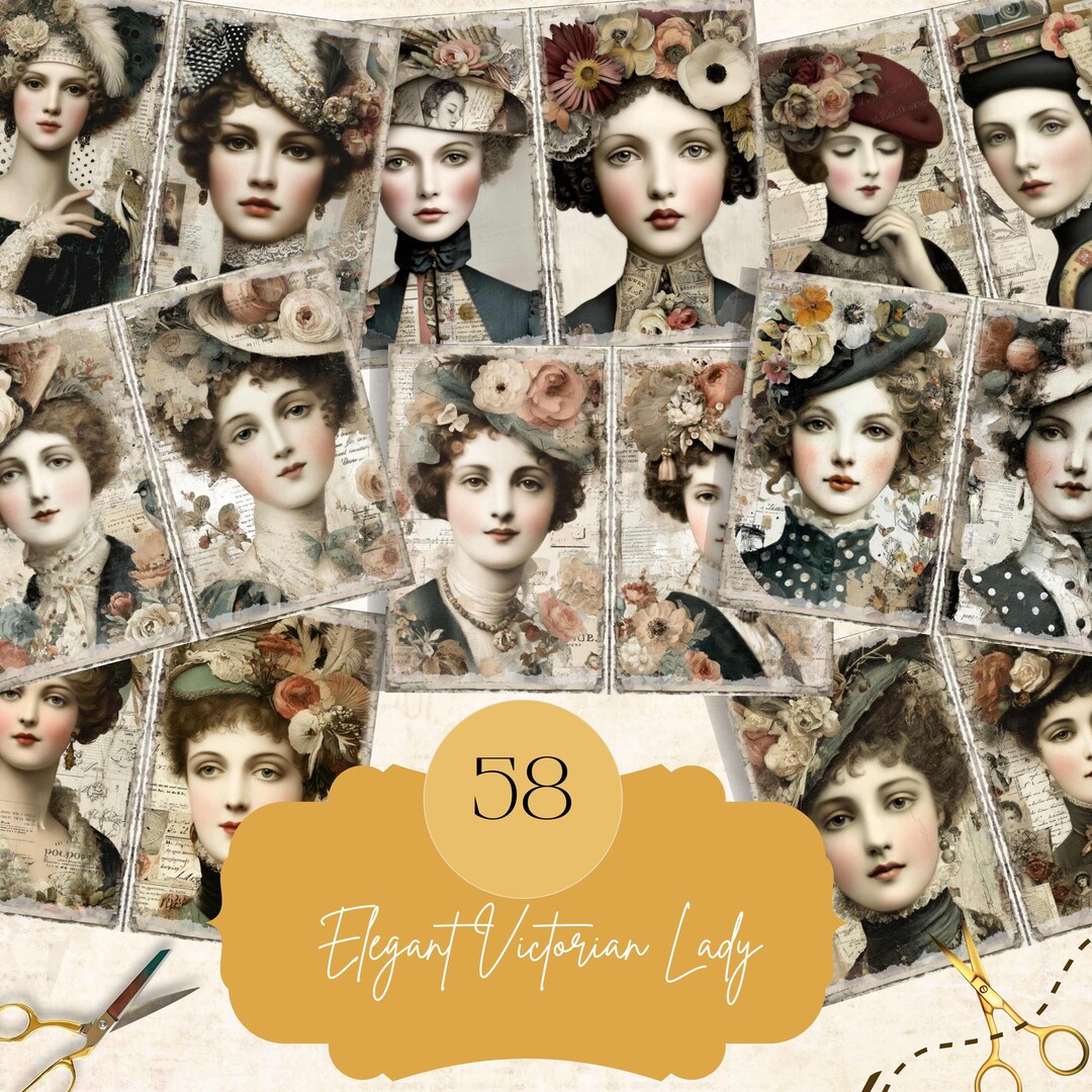 Elegant Victorian Lady Junk Journal Kit - Vintage Wallpaper, Background ...