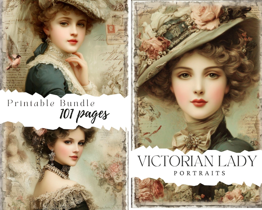 Vintage Victorian Women Portraits, 101 Feminine Pages, Junk Journal Kit ...