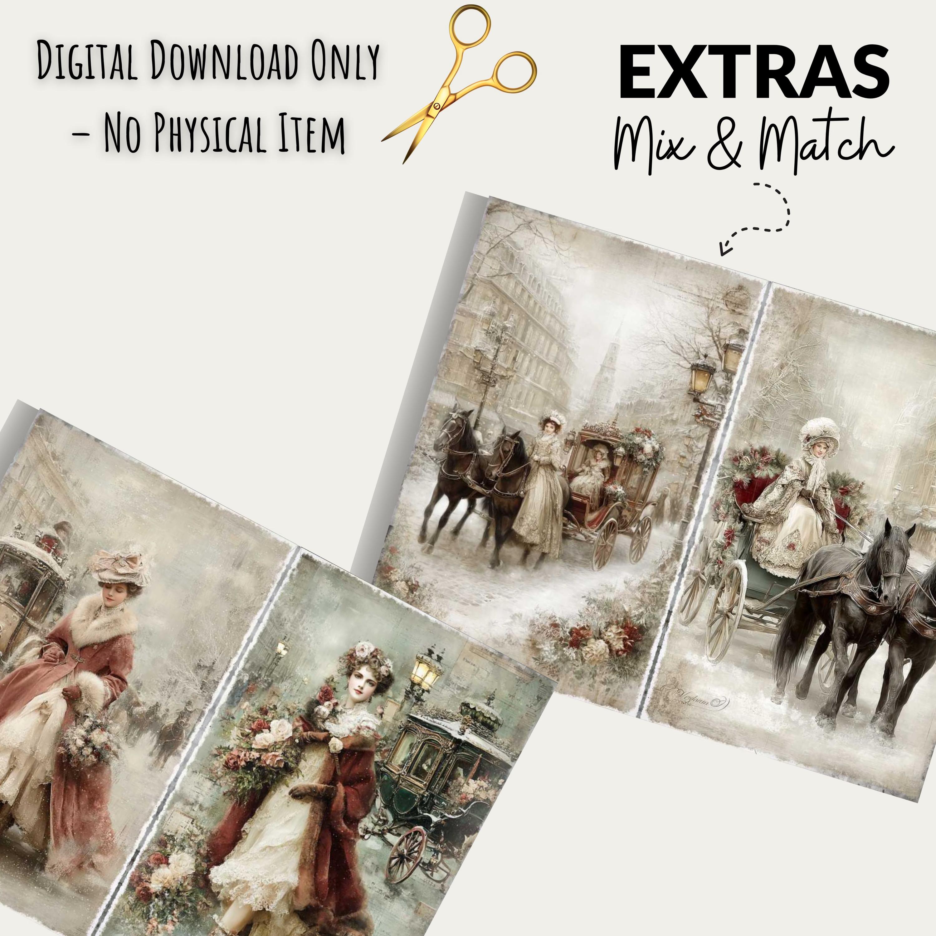 Carriage Lady Victorian Printable Junk Journal Kit, Scrapbook Paper Set ...