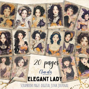 Vintage Lady Ephemera Kit: Antique Woman Digital Paper Pack (Digital Download)