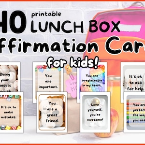 40 Lunch Box Affirmationskarten für Kinder, lustige und liebevolle motivierende Karteneinsätze, positive und selbstsichere druckbare Notizen