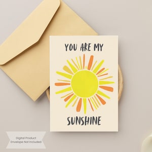 Boho Sun Grußkarte Printable Boho Style Sunshine Blanko Karte für jeden Anlass You Are My Sunshine Karte mit Einlagen