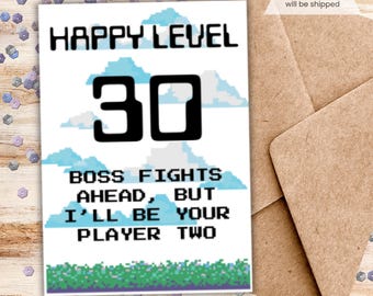 30th Birthday Gamer Card - Printable PDF