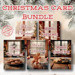 Christmas Card Printable Bundle of Holiday Cards Sweets Set Digital Download